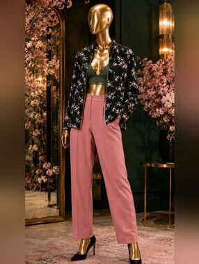 Dalia Black Satin feel Floral Bomber Jacket with Pink & Green Accents